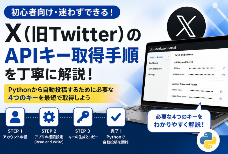 X APIキーを取得する手順｜Python自動投稿用に必要な4つのキーを準備する方法