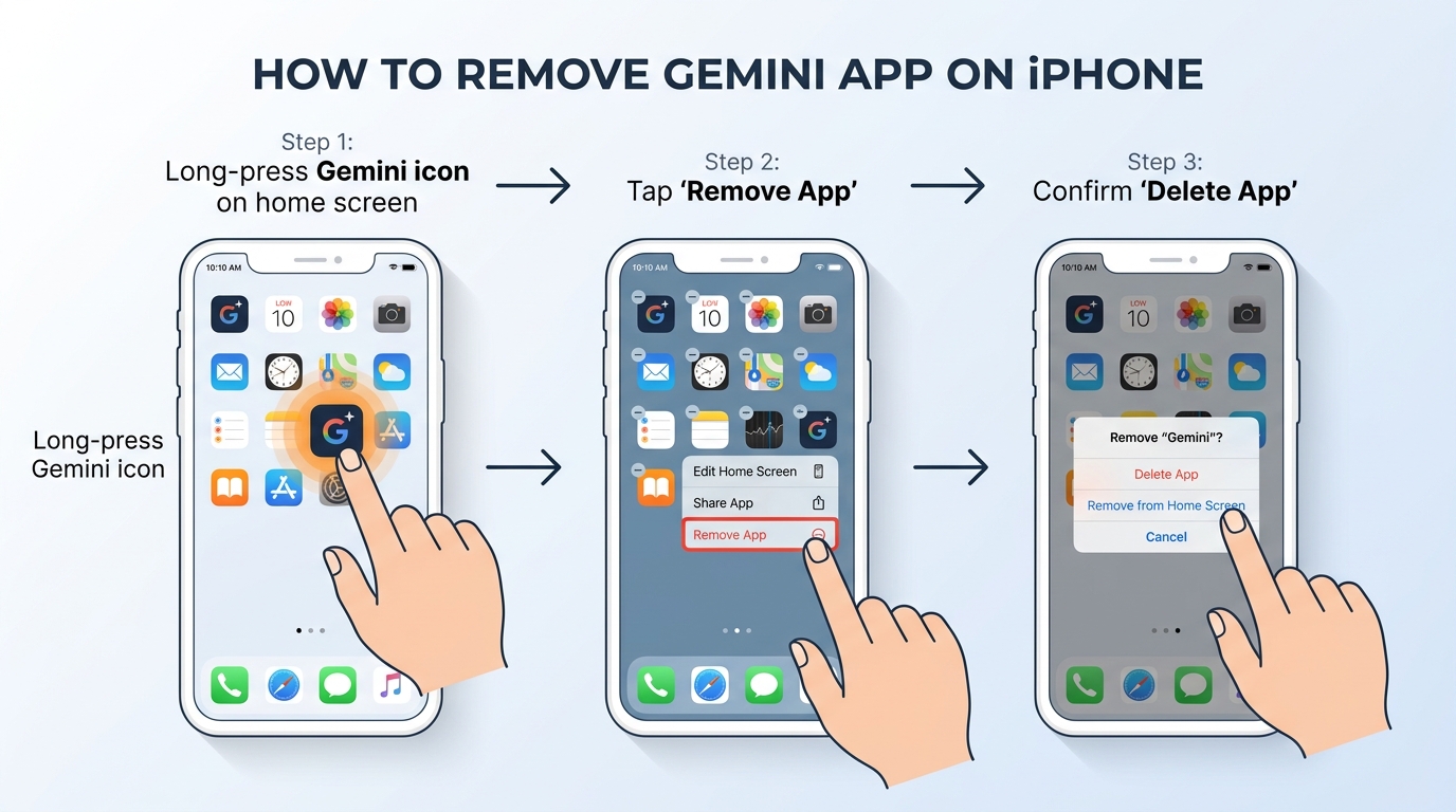iPhoneでGeminiアプリを削除する手順