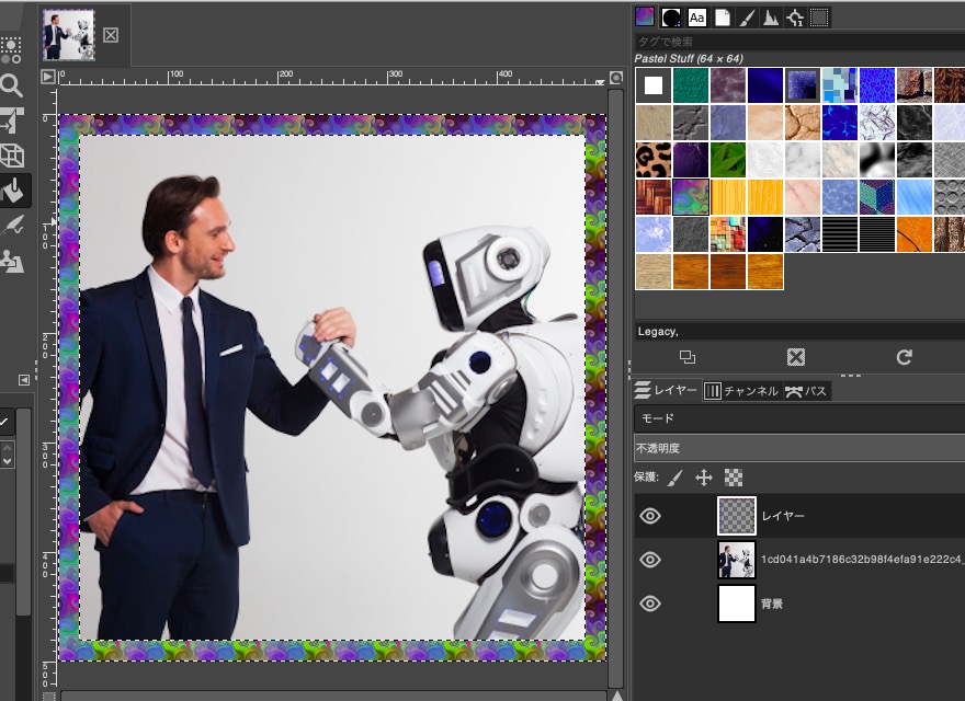 GIMP】画像にいい感じの枠・縁・フレームを作る方法｜パターンで 